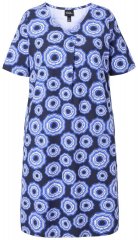 Ulla Popken 850121 Jersey jurk met korte mouwen en V-hals Blauw