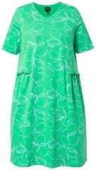 Ulla Popken 850204 Jersey jurk met korte mouwen en V-hals Groen