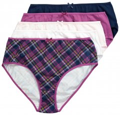 Ulla Popken 851070 Geruite slips van biologisch katoen 5-pack Violet