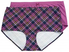 Ulla Popken 851071 Geruite slips van biologisch katoen 2-pack Violet