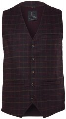 JP1880 851393 Geruit tweed gilet Wijnrood