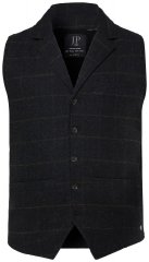 JP1880 851395 Geruit tweed gilet met stretch Zwart