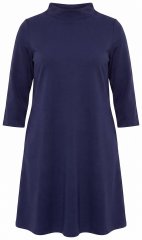 Ulla Popken 851664 A-lijn jersey jurk met zakken Donkerblauw