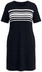 Ulla Popken 852079 Gestreepte T-shirtjurk Zwart