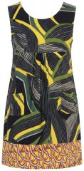 Ulla Popken 852329 Gestreepte jersey jurk Olijfgroen