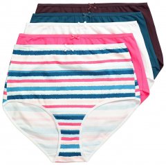 Ulla Popken 852761 Gestreepte slips met hoge taille 5-pack Petrol
