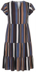 Ulla Popken 852771 Gestreepte jurk met ruches Donkerblauw