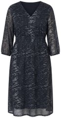 Ulla Popken 853620 Midi-jurk met dierenprint en driekwartmouwen Zwart