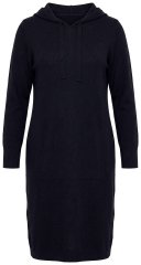 Ulla Popken 853669 Sweatjurk met lange mouwen en capuchon Donkerblauw