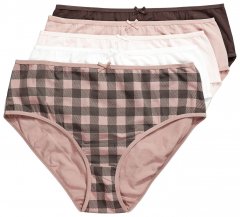 Ulla Popken 854114 Geruite slips 5-pack Taupe
