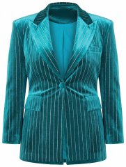 Ulla Popken 855499 Fluwelen blazer met strass Turquoise