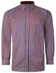 Kam Jeans P640 Premium Gingham Check Shirt LS Red