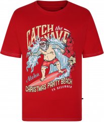 KBS X020 Catch The Waves Xmas Print T-Shirt Red