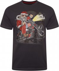 Kam Jeans X030 Santa Biker Print T-Shirt Charcoal
