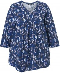 Ulla Popken Asymmetric Cowboy Boot Print Tee Dark Blue