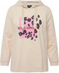 Ulla Popken REBEL LOVE Long Sleeve Graphic Hoodie Vanilla
