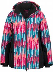 Ulla Popken HYPRAR Graphic Stripe Fully Lined Ski Jacket Teal