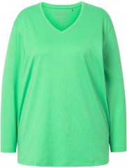 Ulla Popken Back To Basics V-Neck Relaxed Fit Cotton Tee Mint Green