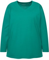 Ulla Popken Back To Basics V-Neck Relaxed Fit Cotton Tee Emerald Green