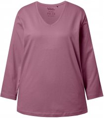 Ulla Popken Back To Basics V-Neck Relaxed Fit Cotton Tee Dark Rose