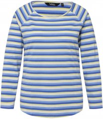 Ulla Popken Striped A-Line Long Sleeve Tee Cloud Blue