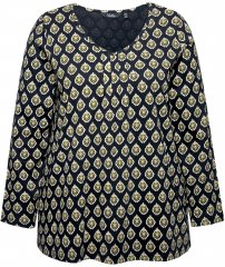 Ulla Popken Allover Graphic Long Sleeve Tee Black