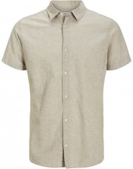 Jack & Jones Breeze Linen Blend Short Sleeve Shirt Beige