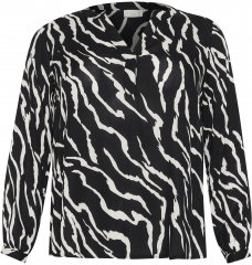 Kaffe Curve Mirta Tilly Blouse Zwart/Antique Zebra Print