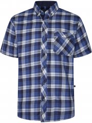 Kam Jeans 6369 Checked Short Sleeve Shirt Blue