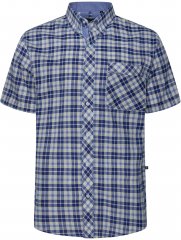 Kam Jeans 6370 Checked Short Sleeve Shirt Blue