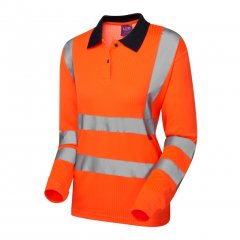 Leo Beaford EcoViz Comfort Women's Sleeved Polo Shirt Orange