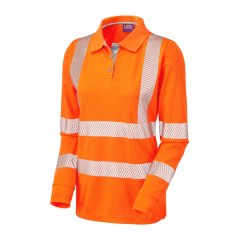 Leo Pollyfield EcoViz Performance+ Women's Sleeved Polo Shirt Orange