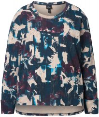 Ulla Popken Horse Print Long Sleeve Sweatshirt Navy