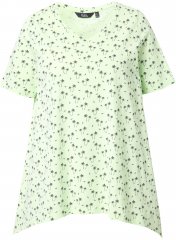 Ulla Popken Palm Tree Print Pointed Hem Tee Lett Lime