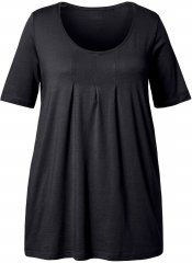Ulla Popken Essential Front Pleat Tee Black