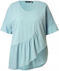 Ulla Popken Asymmetric Flounce Panel Short Sleeve Tee Light Moss Green
