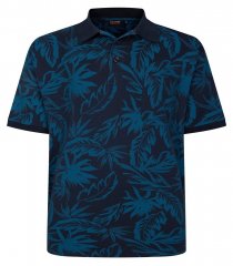 Espionage P222 Polo met bladprint navyblauw/teal