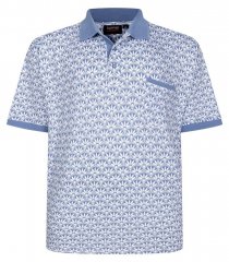 Espionage P231 Polo met geometrische print blauw/wit