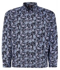 Espionage SH459 Paisley Overhemd met lange mouwen navyblauw/print