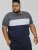 D555 EMERSON Cut And Sew Polo With Jacquard Collar Navy - Polo shirts - Grote Maten Poloshirts Heren