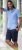 D555 Falmouth 1 Linen Mix Short Sleeve Shirt With Button Down Blue - Hemden - Overhemden Grote Maten Heren