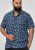D555 Hartlepool Short Sleeve Vintage Car AOP Stretch Shirt Blue - Hemden - Overhemden Grote Maten Heren