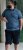 D555 Woolwich AOP Polo Shirt With Ribbed Collar Blue - Polo shirts - Grote Maten Poloshirts Heren