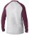 D555 KELTON Long Sleeve Raglan T-Shirt Grey/Burgundy - T-shirts - Grote Maten T-shirts Heren
