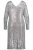 Ulla Popken 804863 Paillettenjurk met V-hals Zilver - Avondjurken - Grote maten avondkleding