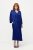 Ulla Popken 821110 Satijnen jurk met korte mouwen en V-hals Donkerblauw - Avondjurken - Grote maten avondkleding