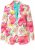 Ulla Popken 835230 Katoenen blazer met bloemen Rood - Blazers - Damesblazers in grote maten