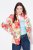 Ulla Popken 835230 Katoenen blazer met bloemen Rood - Blazers - Damesblazers in grote maten