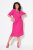 Ulla Popken 838765 Jersey jurk met korte mouwen en V-hals Roze - Kleedjes - Jurken in elke maat