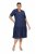 Ulla Popken 840367 Midi-jurk met korte mouwen en V-hals Donkerblauw - Midi jurken - Midi-jurken in grote maten